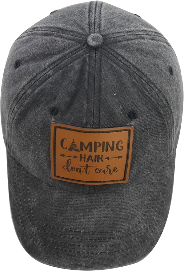 Unisex Camping Hair Don't Care Vintage Adjustable Baseball Cap Denim Dad Hat