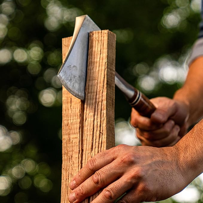 ESTWING Sportsman's Axe - 14" USA Made Special Edition Camping Hatchet with Forged Steel Construction & Genuine Leather Grip - E24ASEA