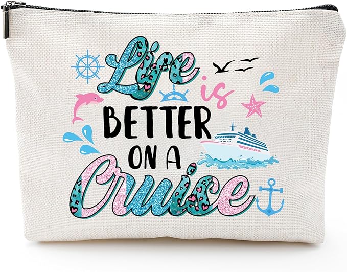 Sitsink Cruise Lovers Gifts for Women - Unique Vacation Cosmetic Bags, Summer Makeup Bags for Women, Anchor Gifts for Girls BFF Birthday