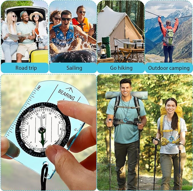 50 Pack Orienteering Compass Bulk Advanced Baseplate Compass Hiking Survival Camping and Navigation Tool Survival Gifts for Hiking Camping Backpacking Map Reading