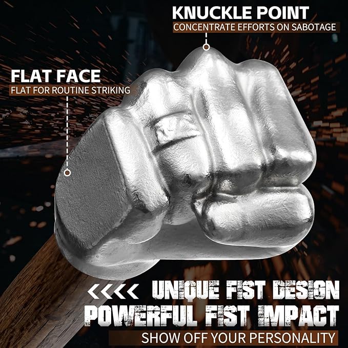 Purple Dragon Fist Hammer Tool - 2 Lbs Iron Fist-Shaped Hammer with Wooden Handle, Multi-Purpose Tool for DIY Crafting, Outdoor Camping, Home/Office Decor, Gifts for Men