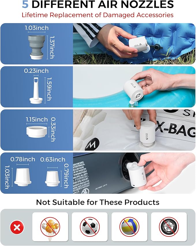 FLEXTAILGEAR Portable Air Pump for Inflatables, 2.82oz Classic Tiny Air Pump, Rechargeable Electric Air Pump to Inflate Deflate for Camping Gear Pool Floats Air Mattress