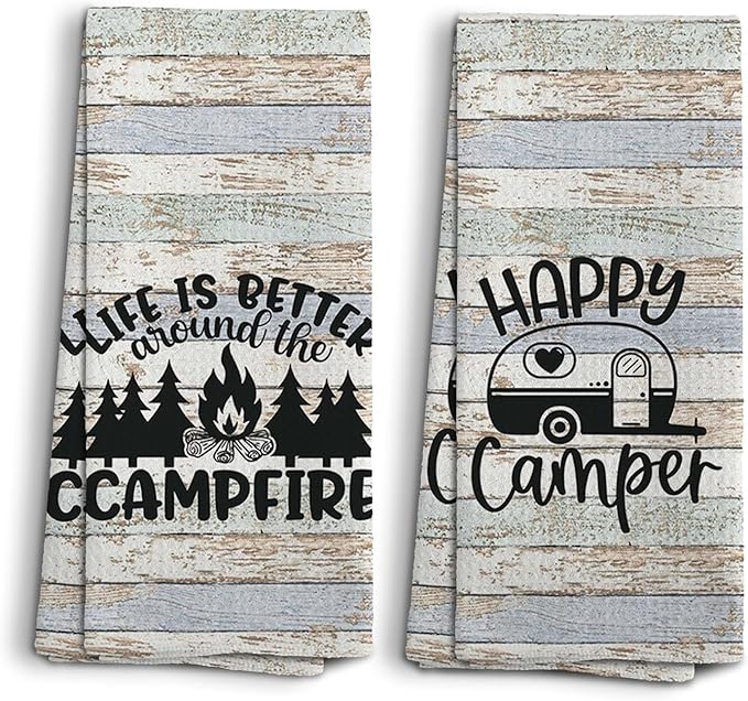 OQL Camping Kitchen Towel Set of 2, 1624 Inches - Camper Kitchen Accessories and Decor, Gifts for Women Campers