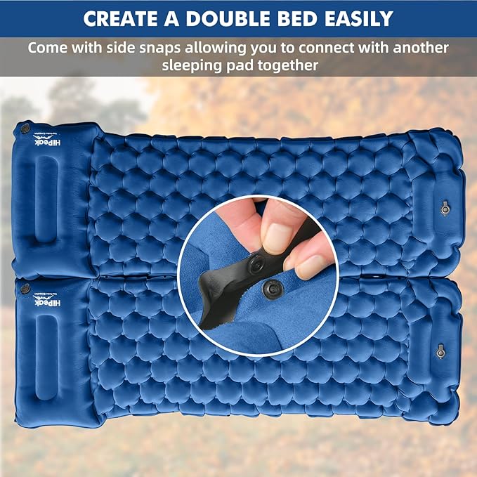 HiiPeak Camping Sleeping Pad, Suede Top Camping Mat with Pillow, Built-in Foot Pump Inflatable Sleeping Pads Compact for Camping Backpacking Hiking Traveling Tent