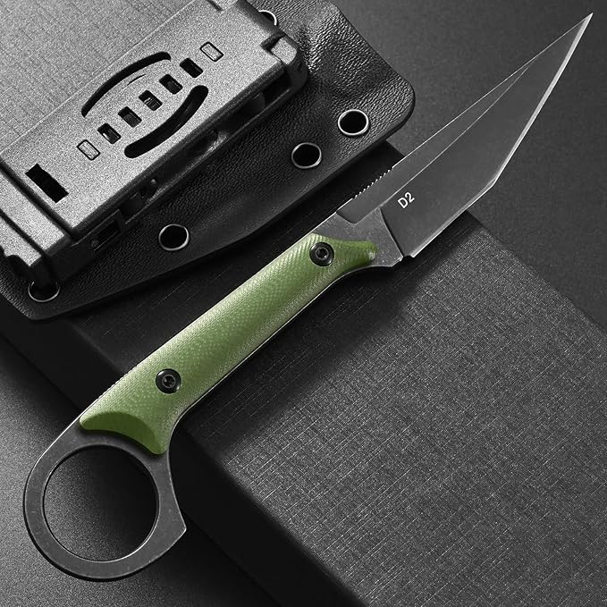 Ccanku C1140 Fixed Blade Knife,D2 Blade G10 Handle Claw Knife for Outdoor, EDC Tool, Survival, Hiking, Camping (Army Green)