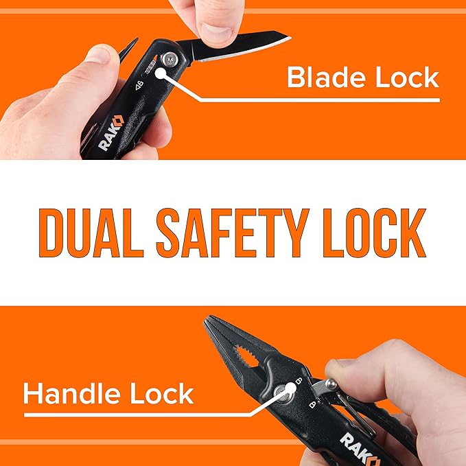RAK Pro Tools Pliers Multitool - Cool Unique Gifts For Dads Who Have Everything - Compact DIY Survival Multi Tool Gift for Men, Husband, Handyman - Backpacking & Camping Accessories (Pack of 2)
