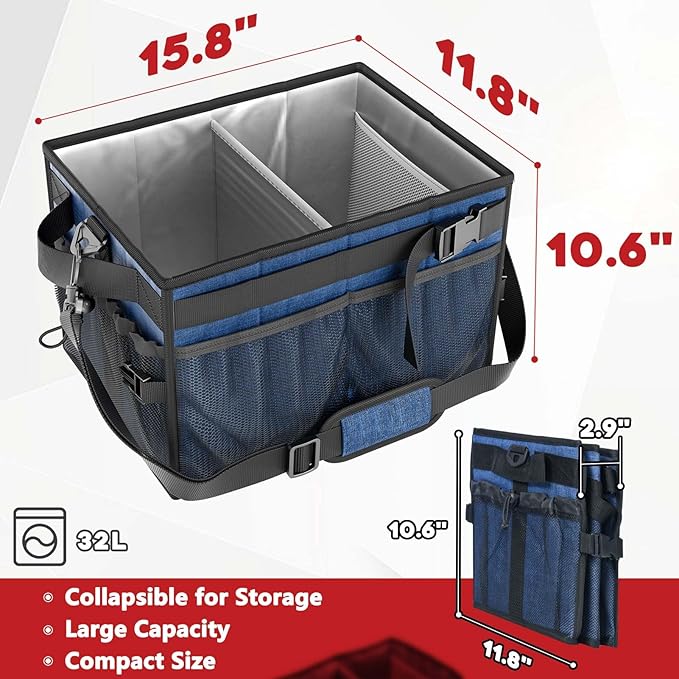 FANGSUN Large Grill and Picnic Caddy with Paper Towel Holder, BBQ Organizer for Utensils, Plates, Condiments, Collapsible & Easy-Carry Griddle Caddy, Must-Haves for Outdoor, Camper, Travel, Car, RV
