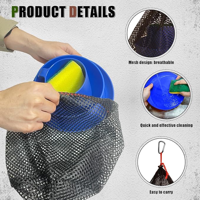 Scout Camping Mess Kit for Person Boy Scout Dishes Set Girl Scout Mess Kit with Mesh Bag Reusable Light Weight Eating Utensils Plastic Camping Cutlery Set for Travel Camp