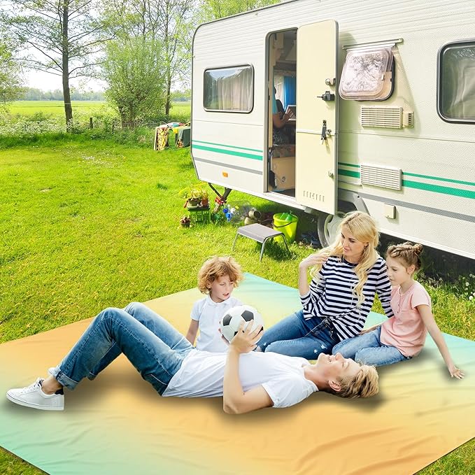 WIWIGO Beach Blanket Waterproof Sandproof Beach Mat 79" X 83"/10'x9'for 2-8 Adults Quick Drying Outdoor Picnic Mat Beach Accessories for Travel, Camping, Hiking