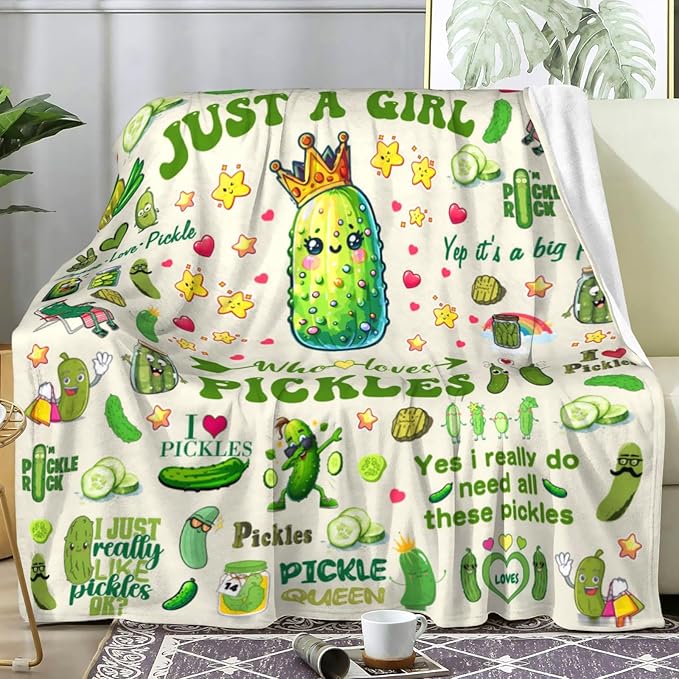 Pickle Blanket Gifts Stuff Plush Pickles Blankets and Throw Merch Bedding Decor Pickles Gifts for Pickle Lovers Women Girls Kids Birthday Decorations 60"X50"