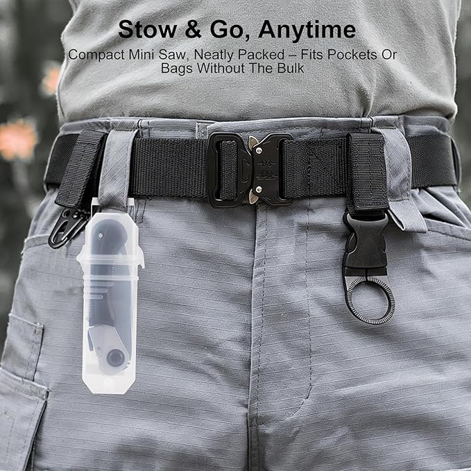 Outdoor Portable Mini Saw – Compact Folding Saw Belt-Mount Transparent Case | Sharp Steel Blade for Camping,Gardening & Survival