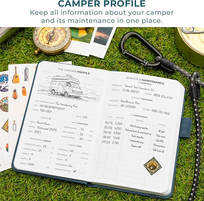 Clever Fox Camping Journal Pocket – Camping Log Book & Outdoor Adventure Journal – RV Travel Log Book – Gifts, Accessories & RV Essentials for Travel Trailers, 14 Trips, 3.7x5.7” (Deep Sea)