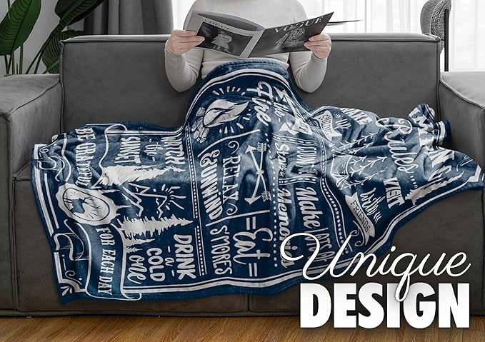 InnoBeta Camping Gifts for Women Men Lovers Throw Blanket, Happy Campers Decor Outdoor, RV Campsite Travel Hiking 50" x 65" - Camping Rules