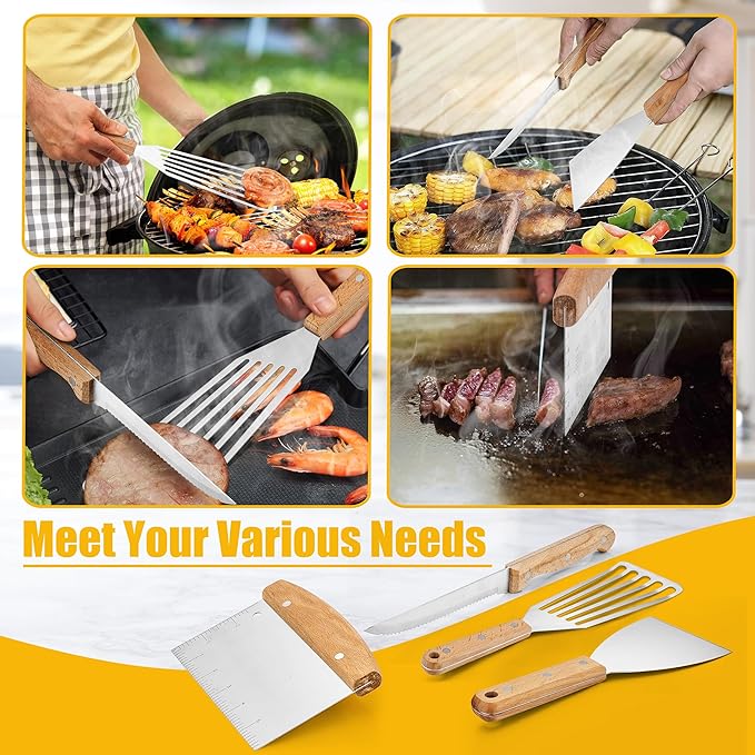 Griddle Accessories Kit, HaSteeL 20 Pcs Flat Top Grill Accessories Set for Camping, Griddle Spatula Tools with 9” Melting Dome, Grill Spatula Set with Choppers for Teppanyaki BBQ Outdoor