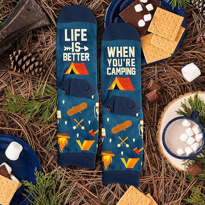 Outdoors Socks - Funny Hiking and Camping Gifts for Men, Women - Hiking, Camping Accessories, Stocking Stuffers