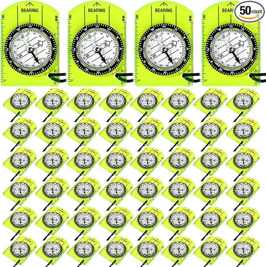 50 Pack Orienteering Compass Bulk Advanced Baseplate Compass Hiking Survival Camping and Navigation Tool Survival Gifts for Hiking Camping Backpacking Map Reading