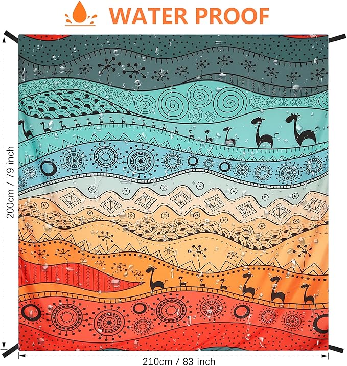 WIWIGO Beach Blanket Waterproof Sandproof Beach Mat 79" X 83"/10'x9'for 2-8 Adults Quick Drying Outdoor Picnic Mat Beach Accessories for Travel, Camping, Hiking