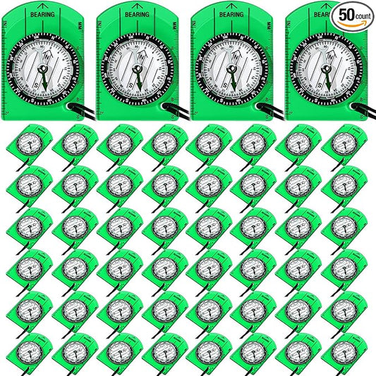 50 Pack Orienteering Compass Bulk Advanced Baseplate Compass Hiking Survival Camping and Navigation Tool Survival Gifts for Hiking Camping Backpacking Map Reading