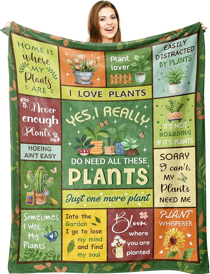 Ryubein Plant Gifts, Gifts for Plant Lovers, Plants Lover Gifts, Gardening Gifts for Women Men, Gift for Gardeners, Garden Decor Gift, Birthday Mothers Day Christmas Plants Blanket 50" X 60"