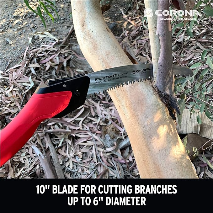 Corona Tools RazorTOOTH 10" Folding Pruning Saw – 10″ Curved Steel Blade with Ergonomic Non-Slip Handle for Gardening, Tree Trimming, Camping, Biking & Backpacking