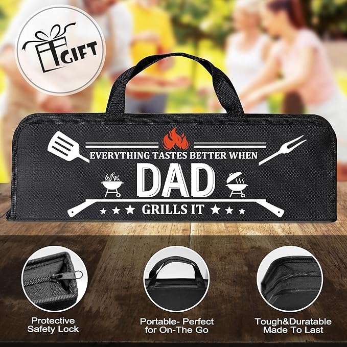 Dad Gifts from Daughter, Dad Grilling Accessories Fathers Day, Heavy Duty Stainless Steel Grill Set BBQ Grill Tools for Outdoor Grill with Aluminum Case, Grill Utensils Set Ideal Grilling Gifts