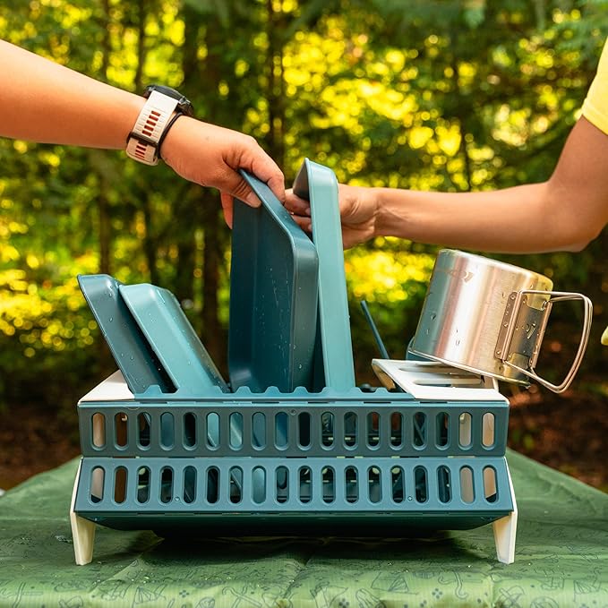 Coghlan's Snapfold™ Dish Rack – Portable Camp Kitchen Organizer, Space-Saving Foldable Dish Drying Rack with Dish and Utensil Slots, Drinkware Holder, for Camping, RVs, and Travel