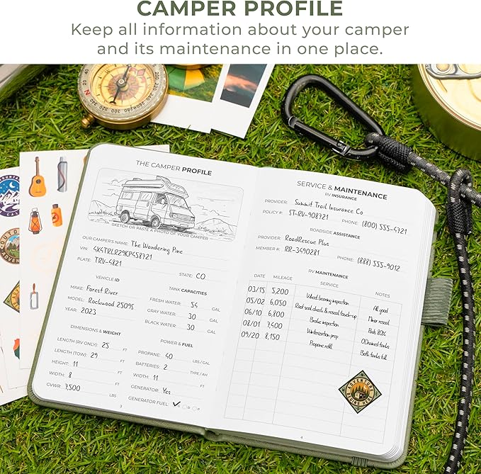 Clever Fox Camping Journal Pocket – Camping Log Book & Outdoor Adventure Journal – RV Travel Log Book – Gifts, Accessories & RV Essentials for Travel Trailers, 14 Trips, 3.7x5.7” (Cypress)