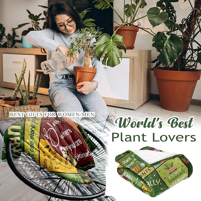 Ryubein Plant Gifts, Gifts for Plant Lovers, Plants Lover Gifts, Gardening Gifts for Women Men, Gift for Gardeners, Garden Decor Gift, Birthday Mothers Day Christmas Plants Blanket 50" X 60"