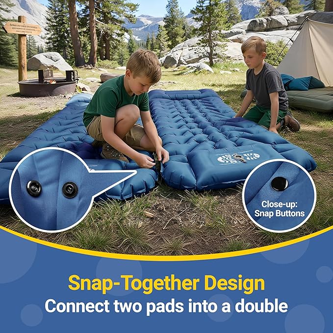 Sleeping Pad, Backpacking Camping Pad with Built-in Pillow and Foot Pump, 4in Thick Compact Camping mat for Hiking Tent Road Trip Car Camp Travel Gear