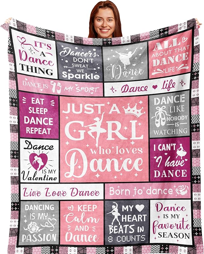 Dance Recital Gifts for Girls Blanket 60"x50", Dancer Gifts, Gifts for Dancers, Ballet Gifts for Girls 8-12, Dancing Stuff/Accessories, Dance Competition Must Haves Soft Warm Throw