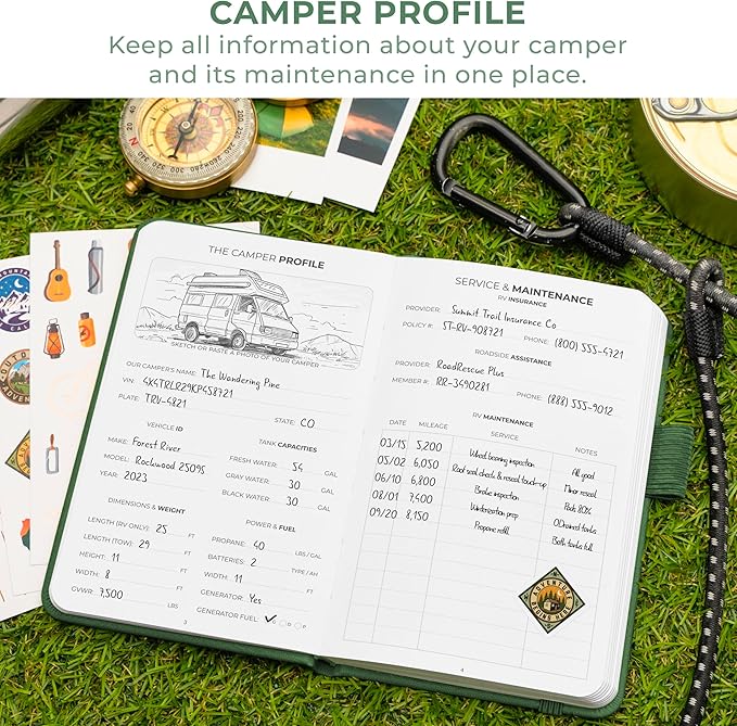 Clever Fox Camping Journal Pocket – Camping Log Book & Outdoor Adventure Journal – RV Travel Log Book – Gifts, Accessories & RV Essentials for Travel Trailers, 14 Trips, 3.7x5.7” (Forest Green)
