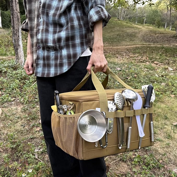 Tactical Camping Storage Bag 28L Tactical Utility Tote Bag Camping Cookware Organizer Trunk Organizer