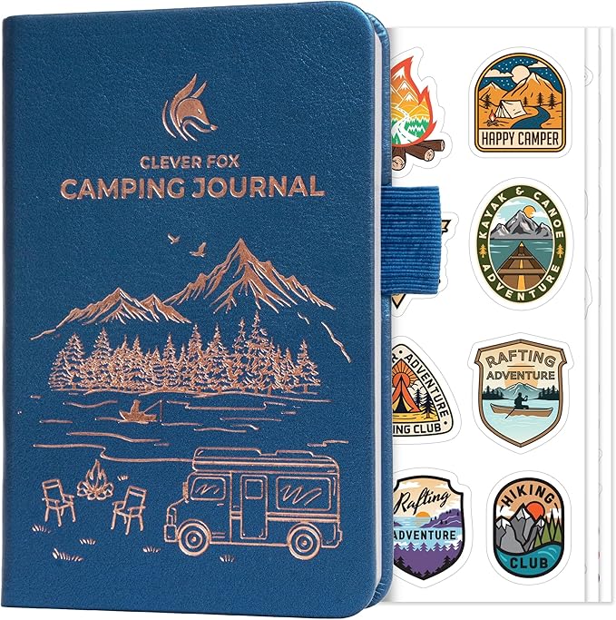 Clever Fox Camping Journal Pocket – Camping Log Book & Outdoor Adventure Journal – RV Travel Log Book – Gifts, Accessories & RV Essentials for Travel Trailers, 14 Trips, 3.7x5.7” (Mystic Blue)