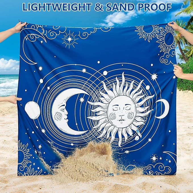 WIWIGO Beach Blanket Waterproof Sandproof Beach Mat 79" X 83"/10'x9'for 2-8 Adults Quick Drying Outdoor Picnic Mat Beach Accessories for Travel, Camping, Hiking