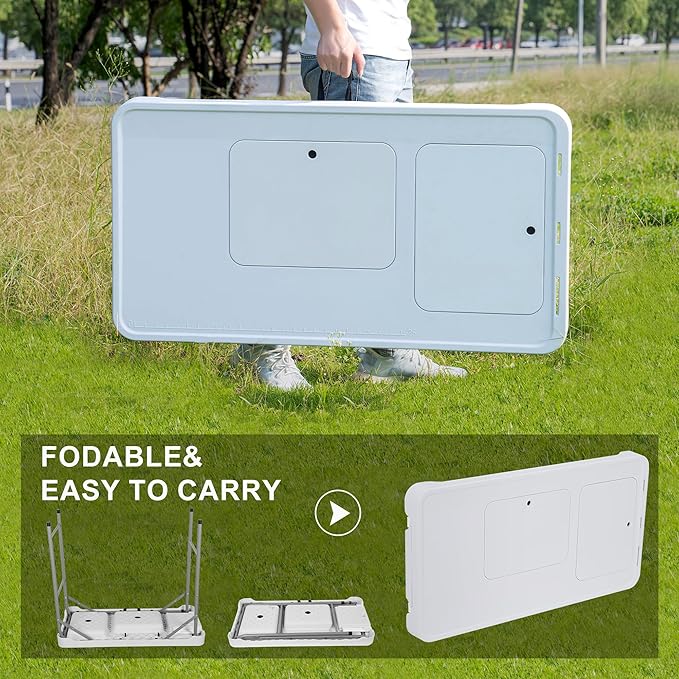 Allpop Fish Cleaning Table with 2 Sinks, 42.5'' Portable Folding Camping Fish Station with Foldable Faucet, Drainage Hose, Sprayer, Grid Rack, Storage Box, Drawer & Grooves for Picnic, White