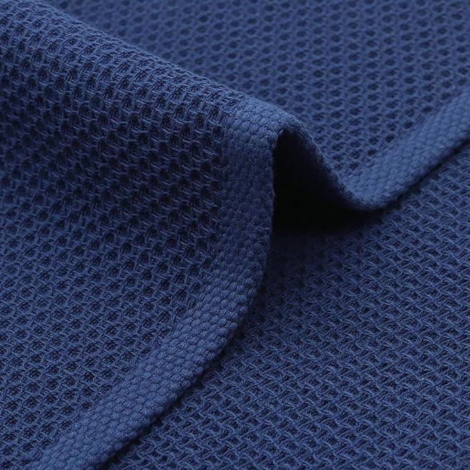 Mia'sDream Cotton Hand Towels for Bathroom, Waffle Weave Bath Guest Gym Towels, Soft and Absorbent Kitchen Towels Set Tea Towels, 13inch x 28inch 3 Pack (Navy Blue)