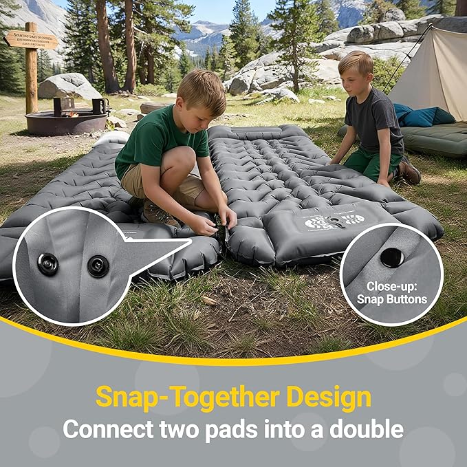 Sleeping Pad for Camping, Backpacking Sleeping Mat with Built-in Pillow and Foot Pump, 4in Thick Compact Camping Air Mattress for Hiking Tent Road Trip Car Camp Travel Gear