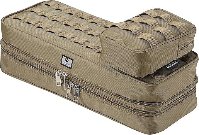 CAMPINGMOON MOLLE System Tactical Camping Gear Organizer Utility Tool Bag w PP Board Support Dual-Layer Rigid Storage Case Tent Stakes Tools