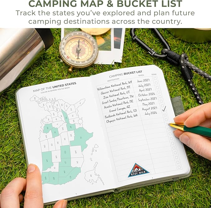 Clever Fox Camping Journal Pocket – Camping Log Book & Outdoor Adventure Journal – RV Travel Log Book – Gifts, Accessories & RV Essentials for Travel Trailers, 14 Trips, 3.7x5.7” (Cypress)