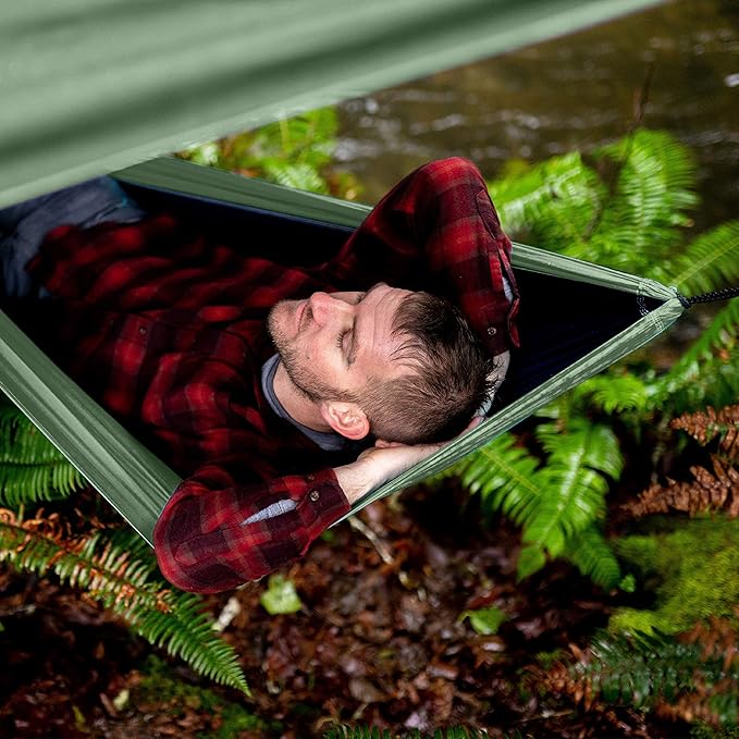 Wise Owl Outfitters Hammock Rain Fly – Waterproof Camping Tarp Cover with Tent Stakes & Carry Bag, Ultralight Shelter for Backpacking & Outdoor Shade
