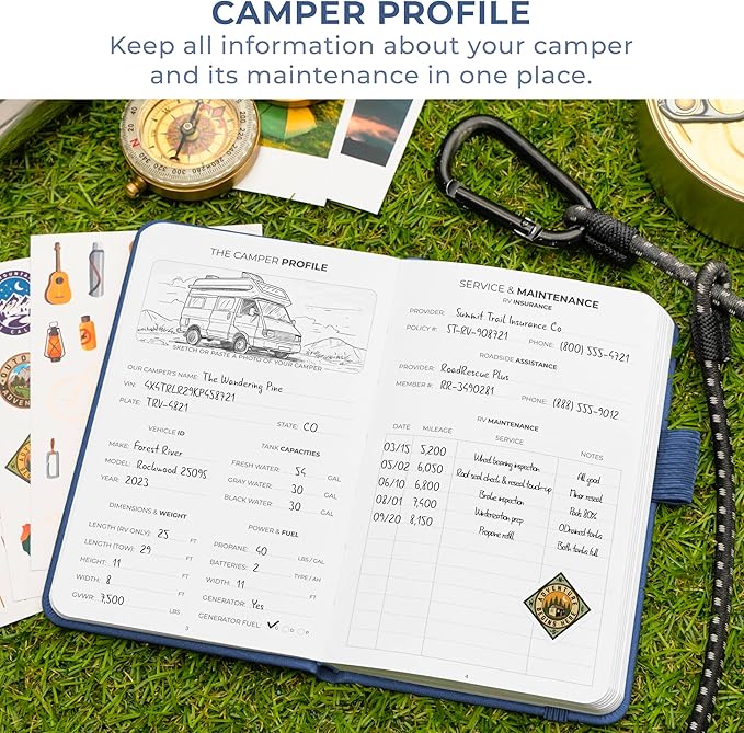 Clever Fox Camping Journal Pocket – Camping Log Book & Outdoor Adventure Journal – RV Travel Log Book – Gifts, Accessories & RV Essentials for Travel Trailers, 14 Trips, 3.7x5.7” (Mystic Blue)