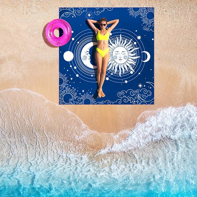 WIWIGO Beach Blanket Waterproof Sandproof Beach Mat 79" X 83"/10'x9'for 2-8 Adults Quick Drying Outdoor Picnic Mat Beach Accessories for Travel, Camping, Hiking
