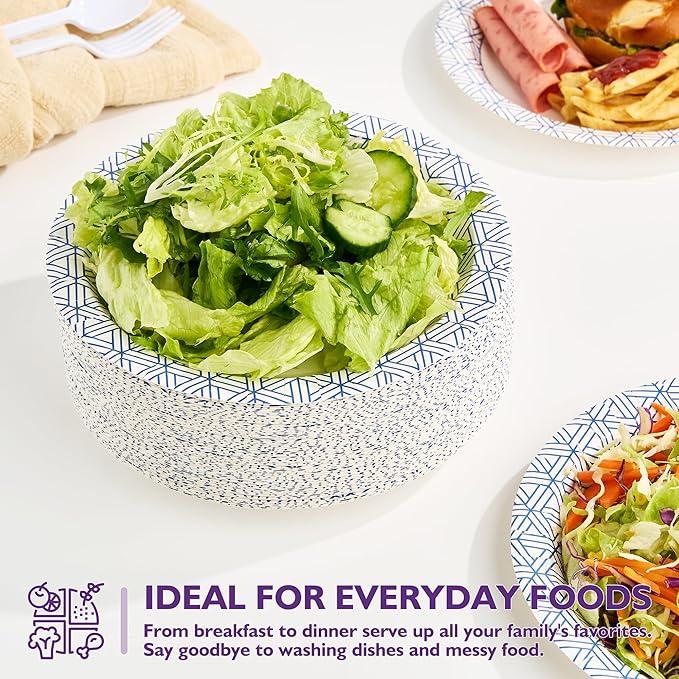 Disposable Paper Plates 8.5 Inch 300 Count, Soak Proof and Cut Resistant Heavy Duty Paper Plates Bulk for Parties, Picnics, Camping, and Everyday Meals
