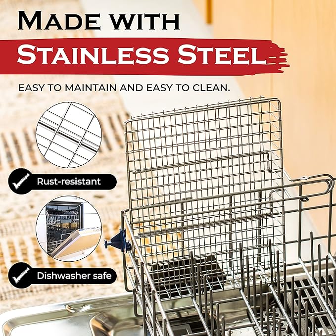 SHIZZO Grill Basket Set, Barbecue BBQ Grilling, Stainless Steel Folding Portable Outdoor Camping Rack for Fish, Shrimp, Vegetables, Cooking Accessories, Gifts for Dad, husband, Friends