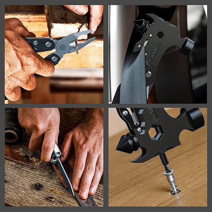 Rush Deer Camping Essentials Multitool,16 in 1 Multi Tool Survival Gear with Hammer, Pliers, Knife, Screwdrivers, Bottle Opener & Car Safety Hammer, for Camping, Hiking, Gift for Dad Him