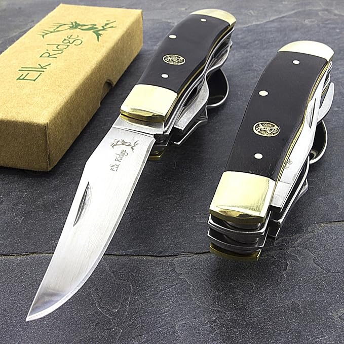BestSeller989 7.25" ELK Ridge Wood HOBO Folding Knife w/Fork & Spoon Utensil Tool Camping