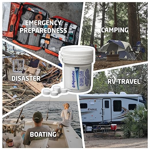 Aquatabs Water Purification Tablets (397mg, 100 Pack). Water Filtration System for Camping, Boating, Emergency Water, Survival Kit, and Marine. Easy-to-Use Water Purifier Treatment.