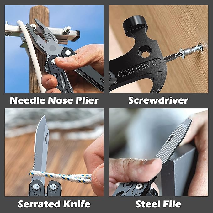 RUSH DEER 14-in-1 Multitool, Valentines Day Gifts for Men Dad Gifts, Mini Hammer Multitool, Small Hammer Tool, Survival Gear and Supplies, Christmas Gift for Boy Husbands