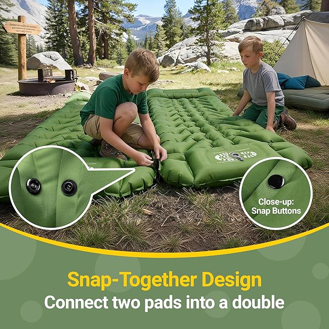 Camping Sleeping Pad, Backpacking Sleeping Pad with Built-in Pillow and Foot Pump, 4in Thick Compact Inflatable Camping Air Mattress for Hiking Tent Road Trip Car Camp Travel Gear
