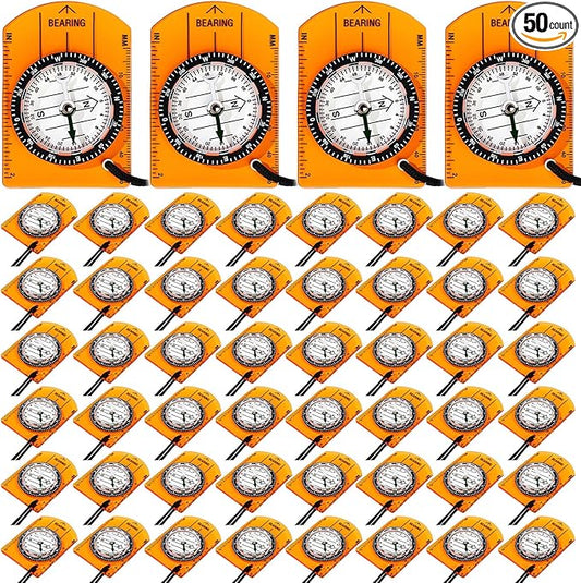 50 Pack Orienteering Compass Bulk Advanced Baseplate Compass Hiking Survival Camping and Navigation Tool Survival Gifts for Hiking Camping Backpacking Map Reading